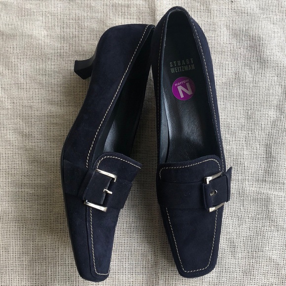 Stuart Weitzman Shoes - Stuart Weitzman Navy Blue Suade buckle shoes 9 N